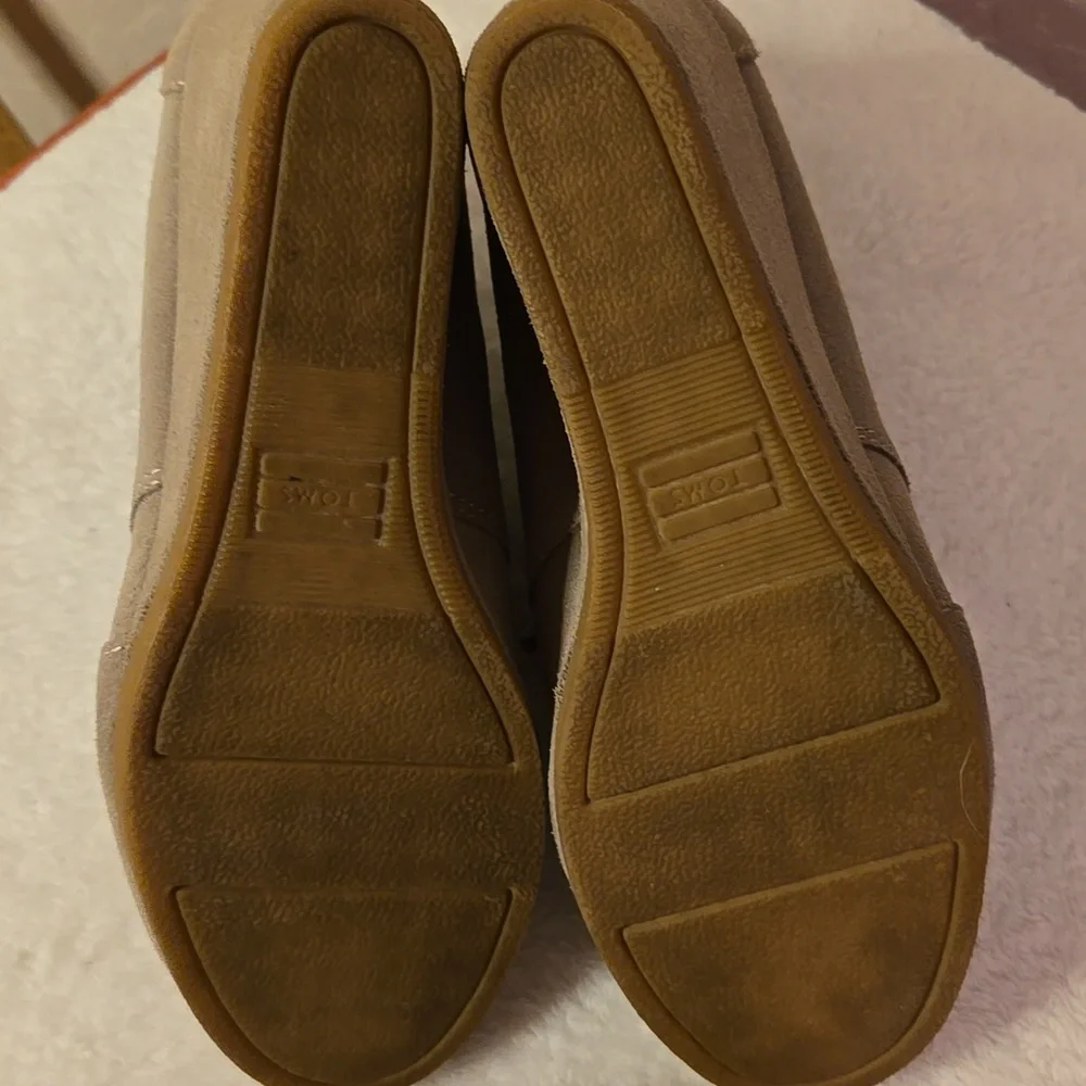 Toms Beige Lace Ankle Boots Wedges